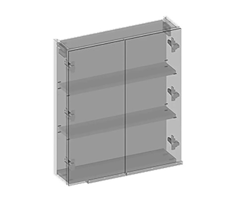 Kúpeľňová skrinka s policami a sklenenými dverami