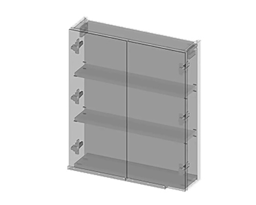 Zrkadlová skrinka s policami a dvoma dvierkami