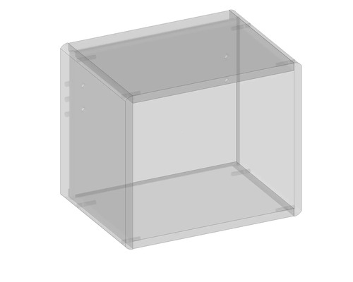 Prázdna priehľadná nástenná skrinka na skladovanie.