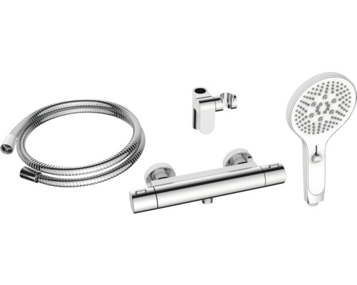 Sprchová súprava s hadicou, termostatickou batériou, držiakom sprchy a ručnou sprchou