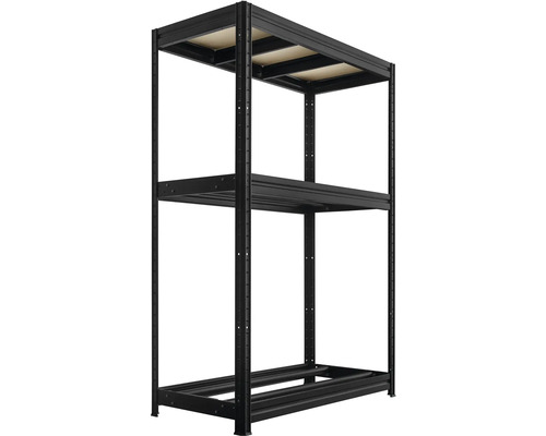 Čierny regál s tromi úrovňami