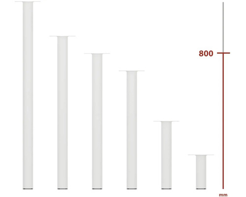 Rôzne kovové nohy stola s rôznou výškou