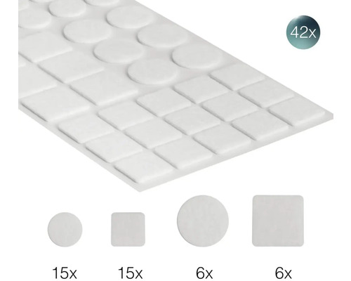 42 klzákov na nábytok v okrúhlom a štvorcovom tvare