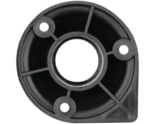 Čierny držiak zariadenia s tromi otvormi na upevnenie.