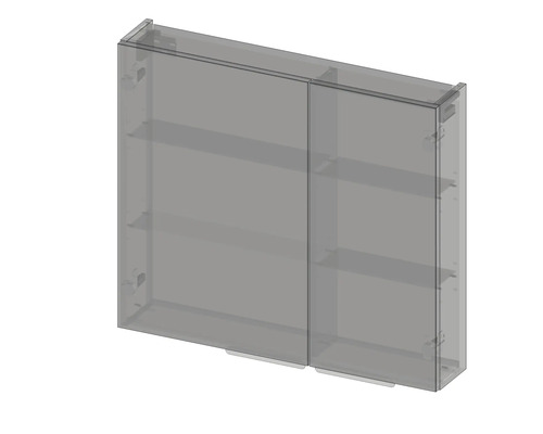 Zrkadlová skrinka s dvomi dvierkami a policami