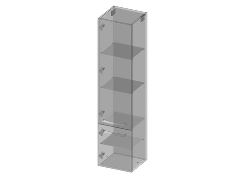 Vysoká skrinka s policami a zásuvkami do kúpeľne