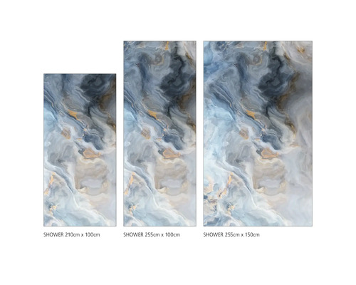 Sprchové panely s abstraktným mramorovým vzorom v rôznych veľkostiach
