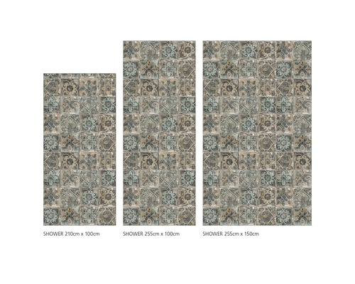 Tri sprchové panely rôznych veľkostí so vzorom