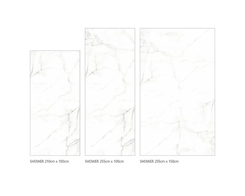 Tri sprchové panely rôznych veľkostí s mramorovým vzorom