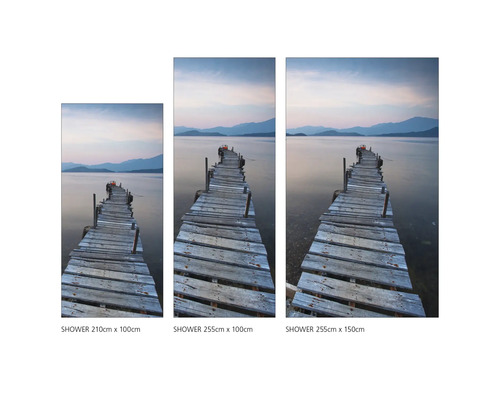 Sprchová zástena s motívom móla v troch rôznych veľkostiach