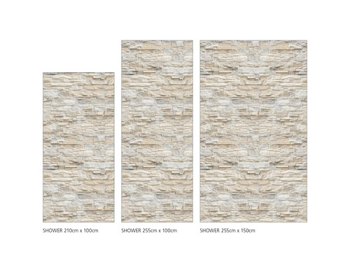 Tri sprchové panely rôznych veľkostí s kamenným vzorom