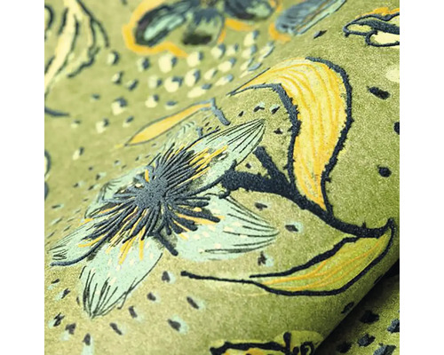 Detail zelenej tapety s kvetinovým vzorom