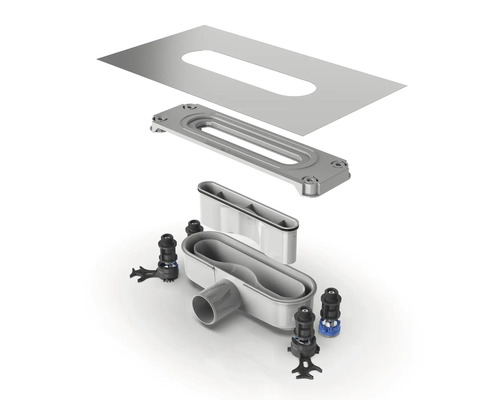 Pohľad zhora na sprchový žľab na obloženie dlaždicami v stavebnici