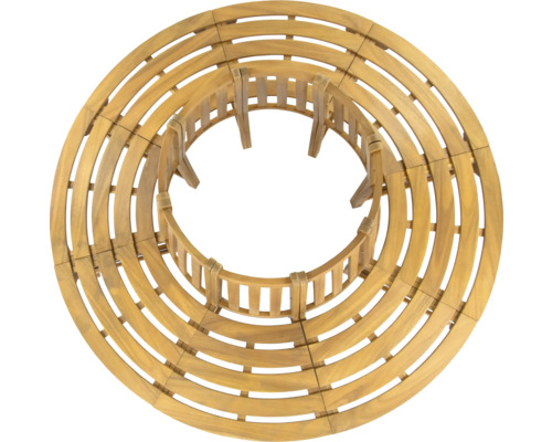 Drevená lavička okolo stromu, kruhová