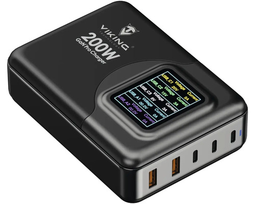 Nabíjačka Viking Technology GaN Pro 200 W s USB portami