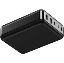 Čierna viacportová USB nabíjačka