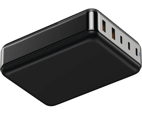 Čierna viacportová USB nabíjačka