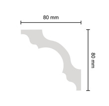 Rohový diel ozdobnej lišty s rozmermi 80 mm