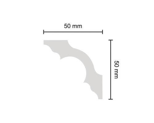 Profilová lišta s rozmermi 50 krát 50 milimetrov