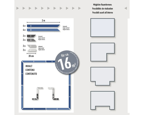 Ilustrácia návrhu miestnosti s rozlohou približne 16 metrov štvorcových