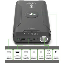 Powerbanka Viking Technology Vidar II s USB-C, USB-A, solárnym panelom, DC výstupom a zásuvkou zapaľovača cigariet