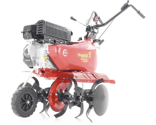 Motorová motyka s kolesami a frézovacími nožmi