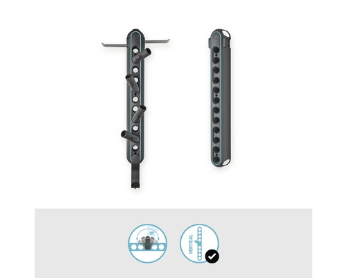 Držiak záhradného náradia na vertikálnu montáž