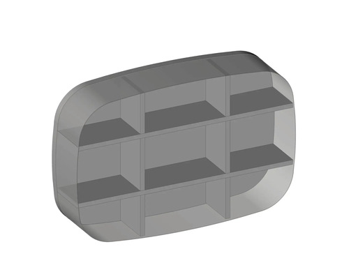 Polica s niekoľkými priehradkami na ukladanie a organizáciu vecí