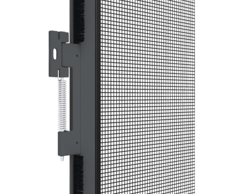 Detailný pohľad na sieť proti hmyzu s rámom, závesom a pružinou