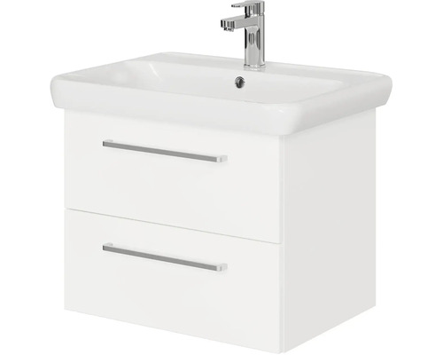 Skrinka pod umývadlo s dvomi zásuvkami a umývadlom s batériou.