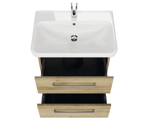 Umývadlová skrinka s dvoma zásuvkami a keramickým umývadlom