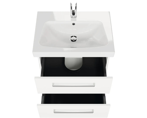 Skrinka pod umývadlo s dvomi zásuvkami a keramickým umývadlom