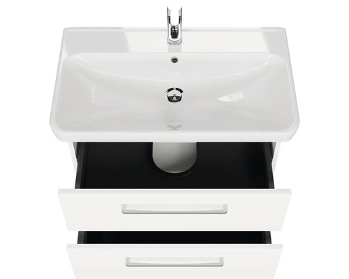 Umývadlo s dvomi zásuvkami a armatúrou