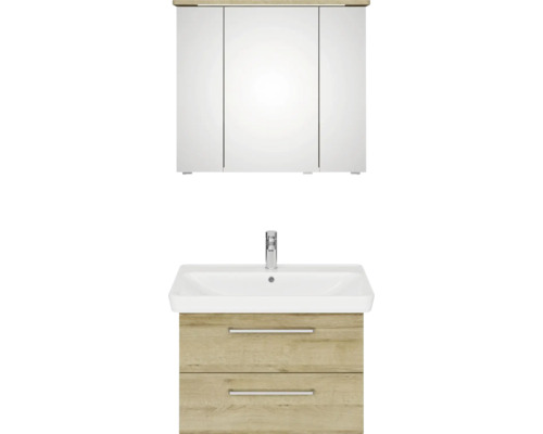 Umyvadlová skrinka s dvoma zásuvkami, umývadlom a zrkadlovou skrinkou