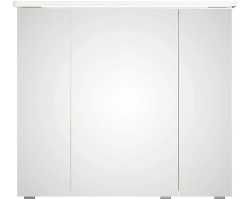 Biela zrkadlová skrinka s tromi dvierkami do kúpeľne