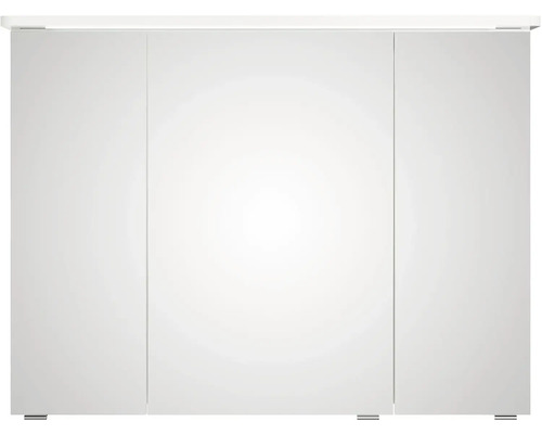 Biela zrkadlová skrinka s tromi dvierkami do kúpeľne