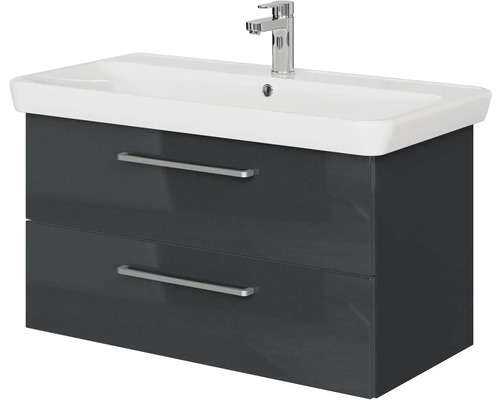 Skrinka pod umývadlo s dvomi zásuvkami, umývadlo na dosku a vodovodná batéria