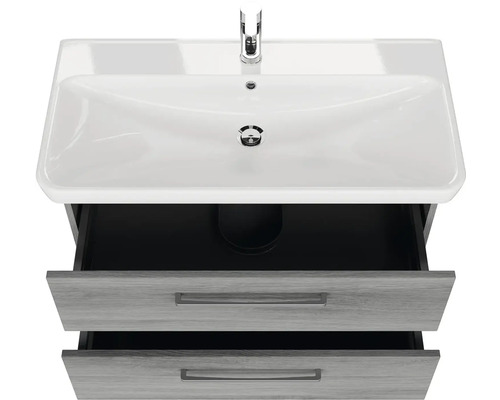 Umyvadlová skrinka s dvoma zásuvkami a keramickým umývadlom