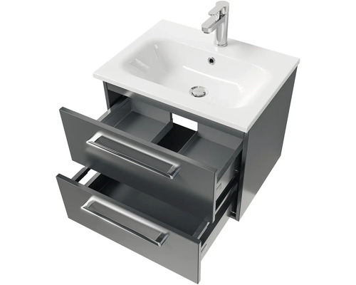 Skrinka pod umývadlo s dvomi zásuvkami a umývadlom na dosku