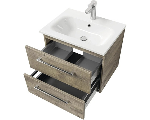 Skrinka pod umývadlo s dvoma zásuvkami, umývadlom a vodovodnou batériou