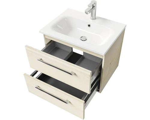 Skrinka pod umývadlo s dvomi zásuvkami a umývadlom na dosku