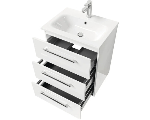 Skrinka pod umývadlo s umývadlom a tromi zásuvkami