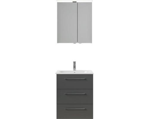 Skrinka pod umývadlo s tromi zásuvkami, doskou pod umývadlo a zrkadlová skrinka s dvomi dvierkami