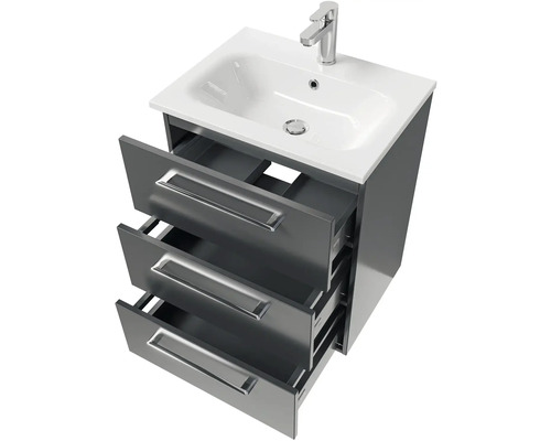 Skrinka pod umývadlo s tromi zásuvkami, umývadlom a batériou