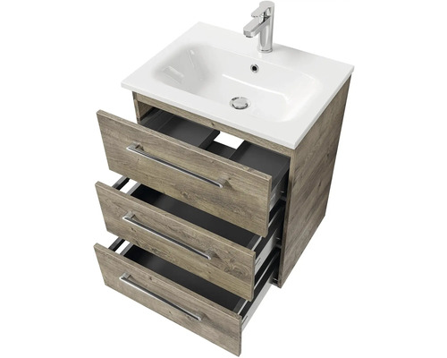 Skrinka pod umývadlo s tromi zásuvkami a umývadlom