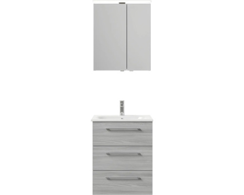 Skrinka pod umývadlo s tromi zásuvkami a zrkadlová skrinka