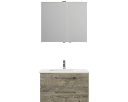 Kombinácia umývadla so zrkadlovou skrinkou a dvoma zásuvkami