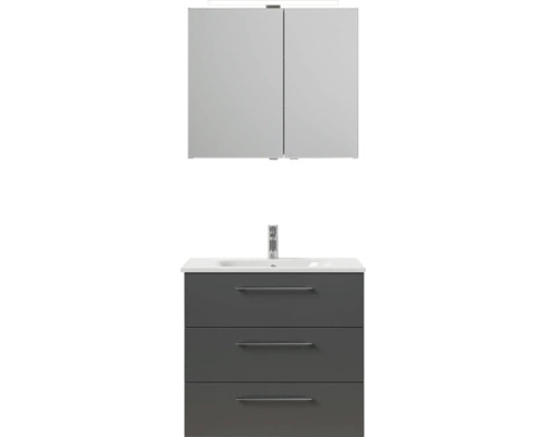 Súprava kúpeľňového nábytku so zrkadlovou skrinkou, umývadlom a spodnou skrinkou so zásuvkami