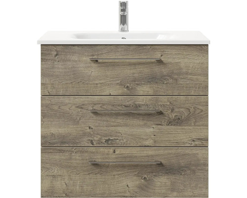 Skrinka pod umývadlo s tromi zásuvkami, umývadlom a vodovodnou batériou