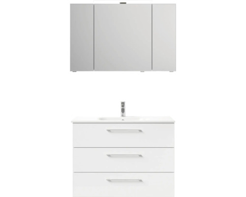 Umývadlová skrinka s tromi zásuvkami a zrkadlová skrinka do kúpeľne